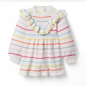 |Janie and Jack| Rainbow Striped Cotton Sweater Knit Dress Girls Size 6*